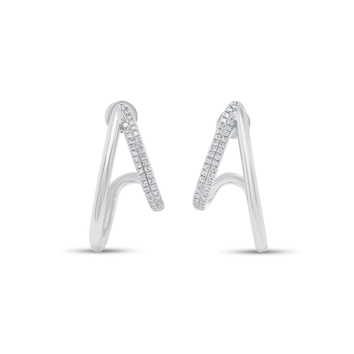 Diamond Abstract Earrings - 14K gold weighing 5.54 grams - 74 round diamonds weighing 0.20 carats