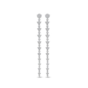 Diamond Cluster Drip Earrings - 14K gold weighing 5.64 grams  - 88 round diamonds weighing 1.96 carats