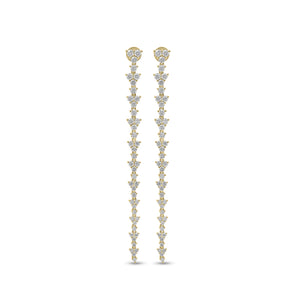 Diamond Cluster Drip Earrings - 14K gold weighing 5.64 grams - 88 round diamonds weighing 1.96 carats