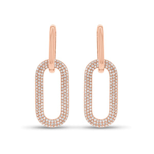 Diamond Bold Paperclip Chain Earrings - 14K gold weighing 3.75 grams - 312 round diamonds weighing 0.70 carats