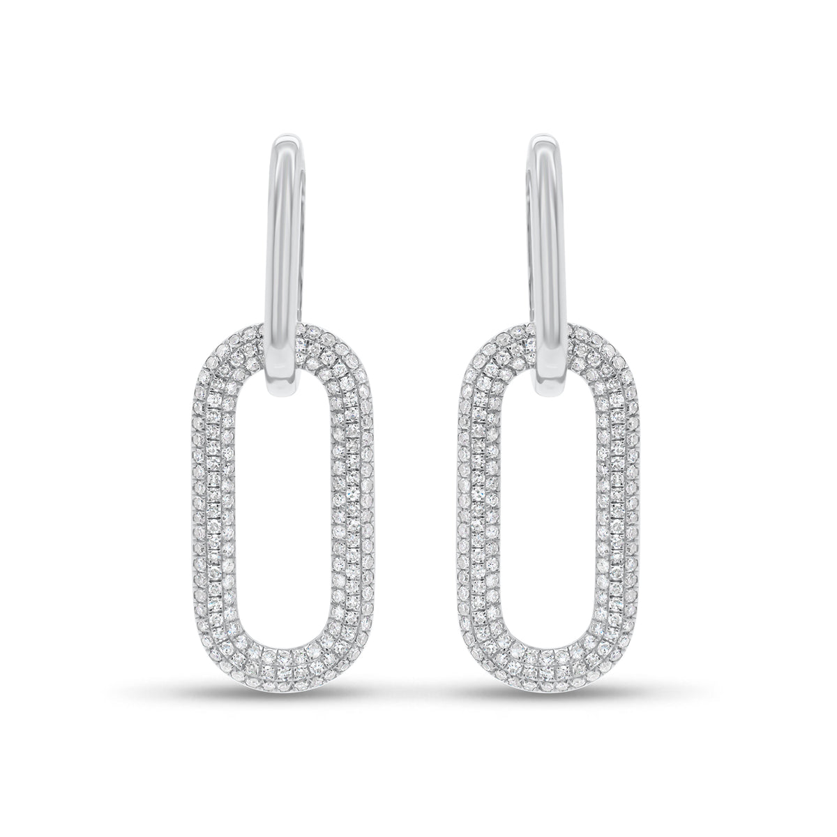 Diamond Bold Paperclip Chain Earrings - 14K gold weighing 3.75 grams - 312 round diamonds weighing 0.70 carats
