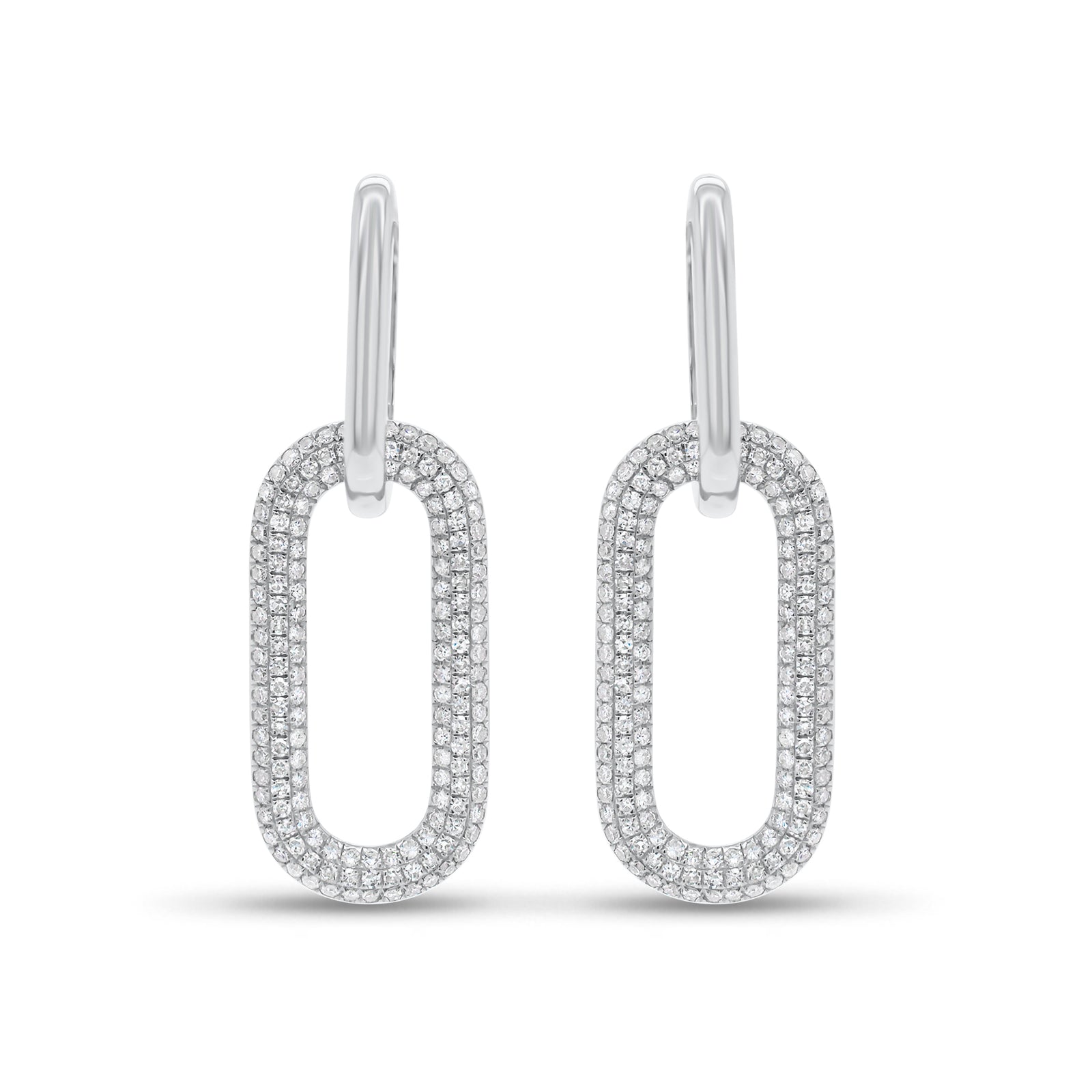 Diamond Bold Paperclip Chain Earrings - 14K gold weighing 3.75 grams  - 312 round diamonds weighing 0.70 carats