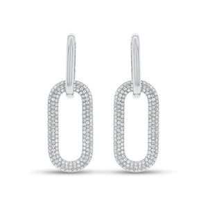 Diamond Bold Paperclip Chain Earrings - 14K gold weighing 3.75 grams - 312 round diamonds weighing 0.70 carats