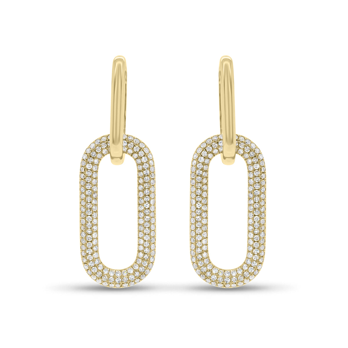 Diamond Bold Paperclip Chain Earrings - 14K gold weighing 3.75 grams  - 312 round diamonds weighing 0.70 carats