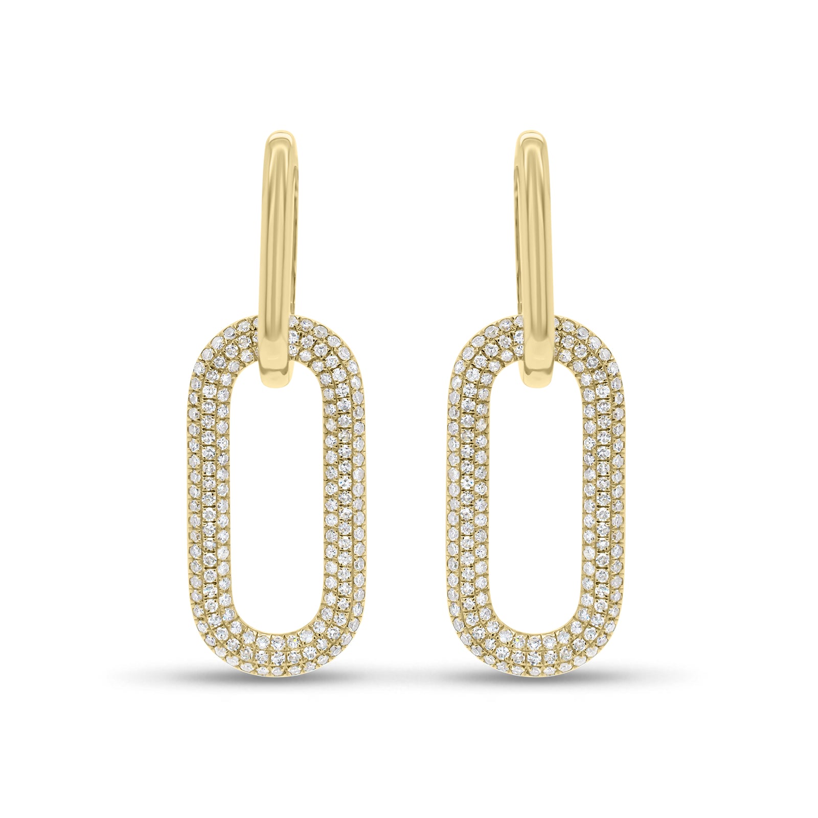 Diamond Bold Paperclip Chain Earrings - 14K gold weighing 3.75 grams  - 312 round diamonds weighing 0.70 carats