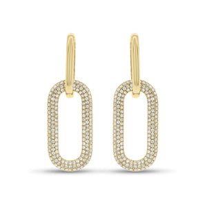 Diamond Bold Paperclip Chain Earrings - 14K gold weighing 3.75 grams  - 312 round diamonds weighing 0.70 carats