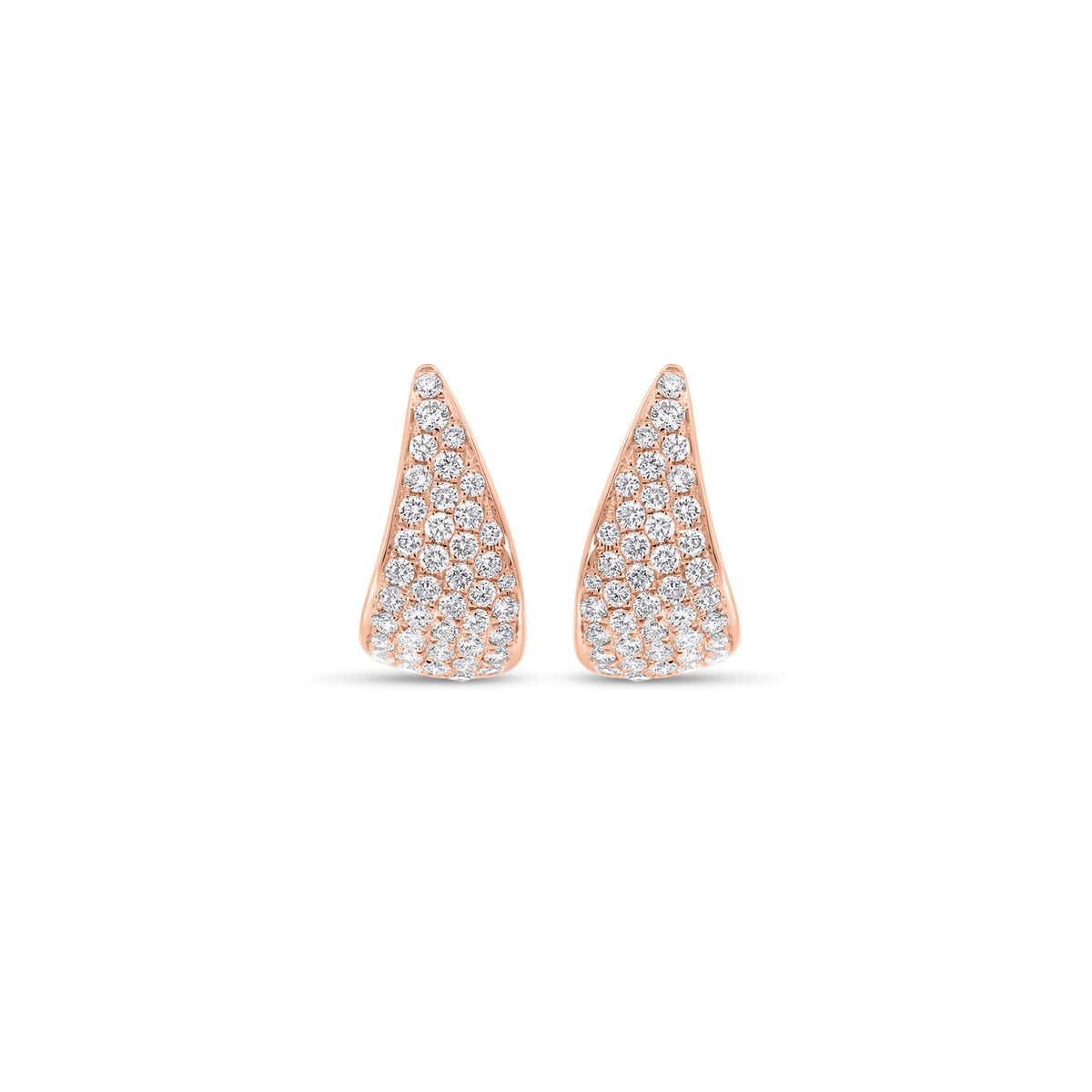 Pave Diamond Fanned Huggie Earrings - 14K gold weighing 3.51 grams - 82 round diamonds weighing 0.79 carats