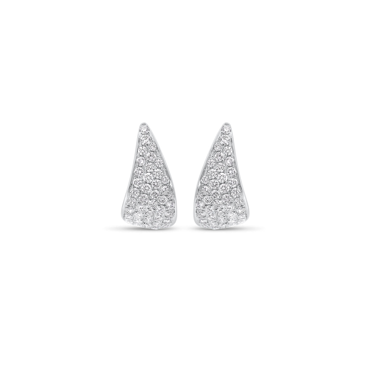 Pave Diamond Fanned Huggie Earrings - 14K gold weighing 3.51 grams - 82 round diamonds weighing 0.79 carats