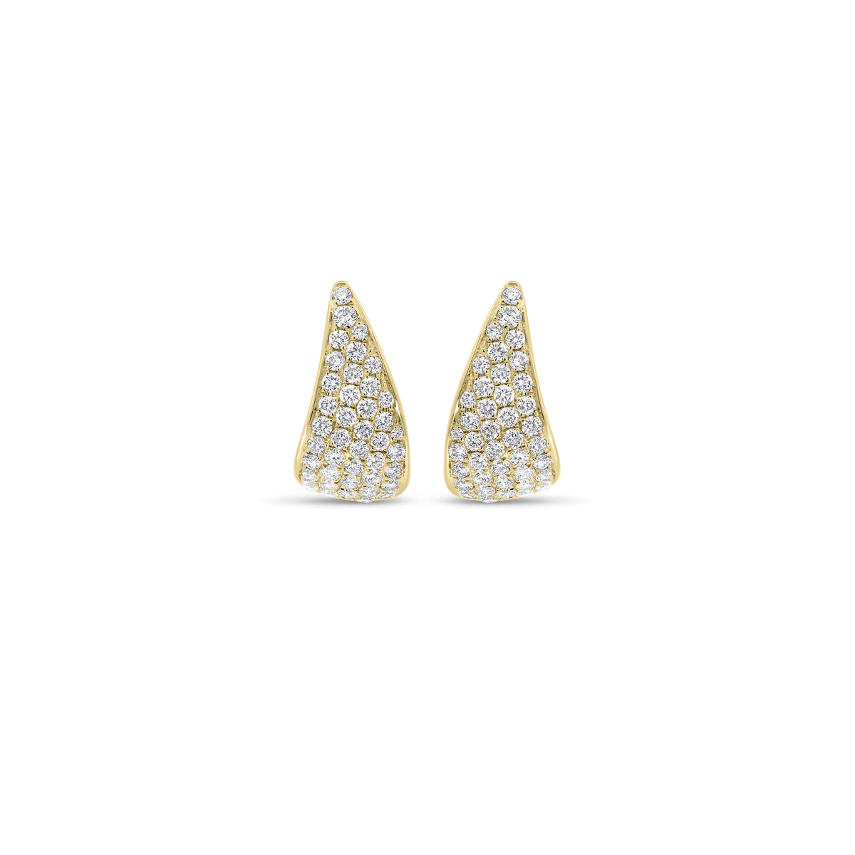 Pave Diamond Fanned Huggie Earrings - 14K gold weighing 3.51 grams  - 82 round diamonds weighing 0.79 carats