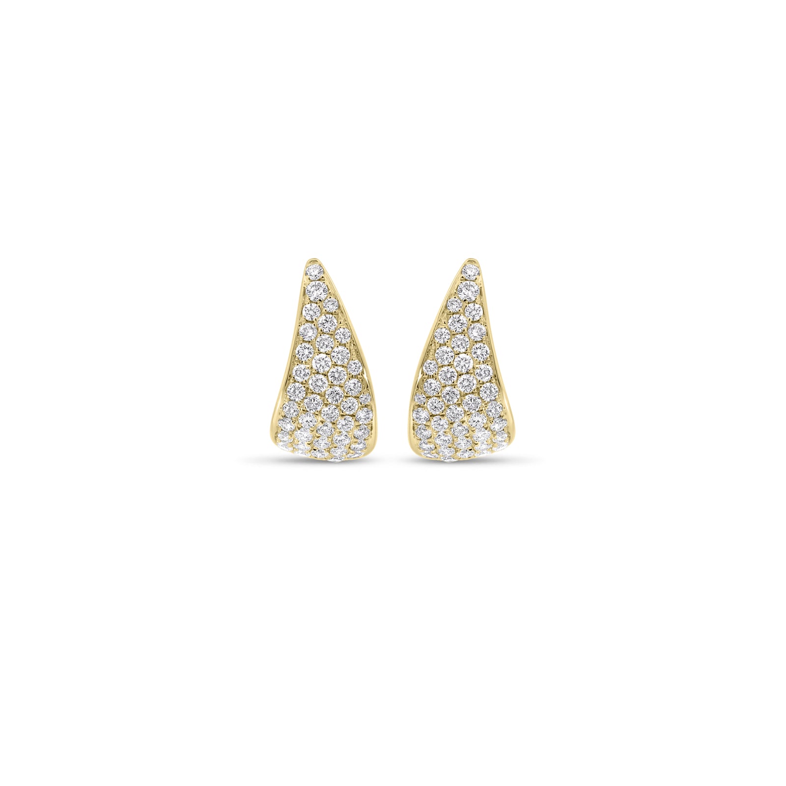 Pave Diamond Fanned Huggie Earrings - 14K gold weighing 3.51 grams  - 82 round diamonds weighing 0.79 carats