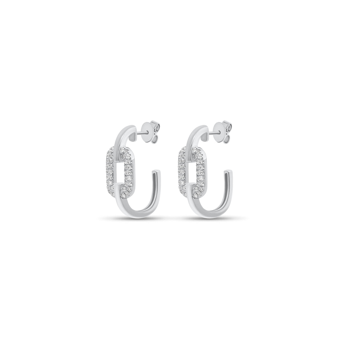 Diamond Mod Link Earrings - 14K gold weighing 2.81 grams - 72 round diamonds weighing 0.24 carats