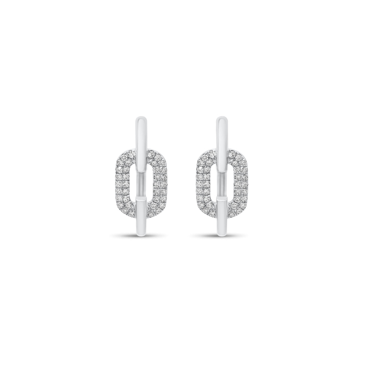 Diamond Mod Link Earrings - 14K gold weighing 2.81 grams - 72 round diamonds weighing 0.24 carats