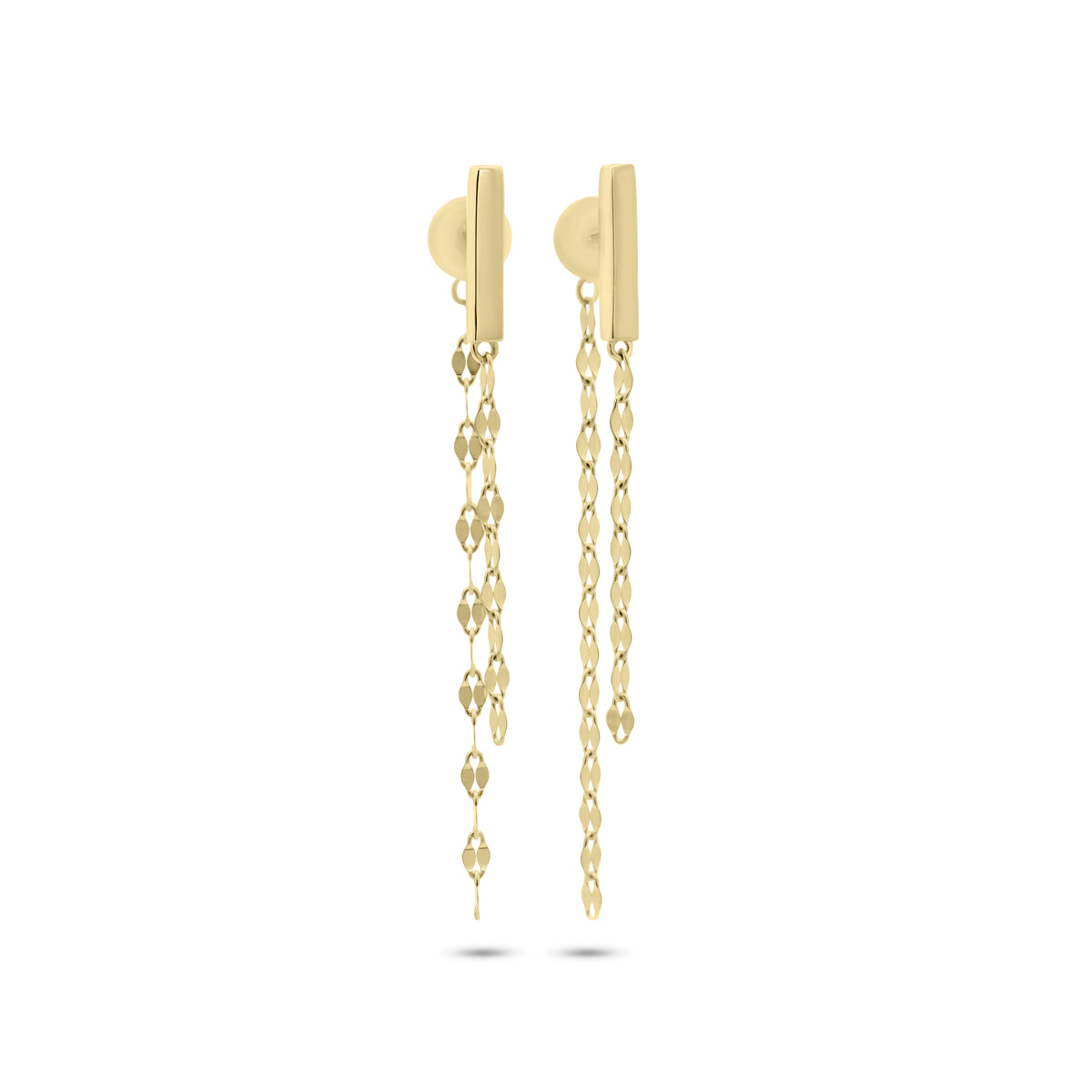 Gold Double Dapped Chain Bar Stud Earrings
- 14K gold weighing 1.53 grams