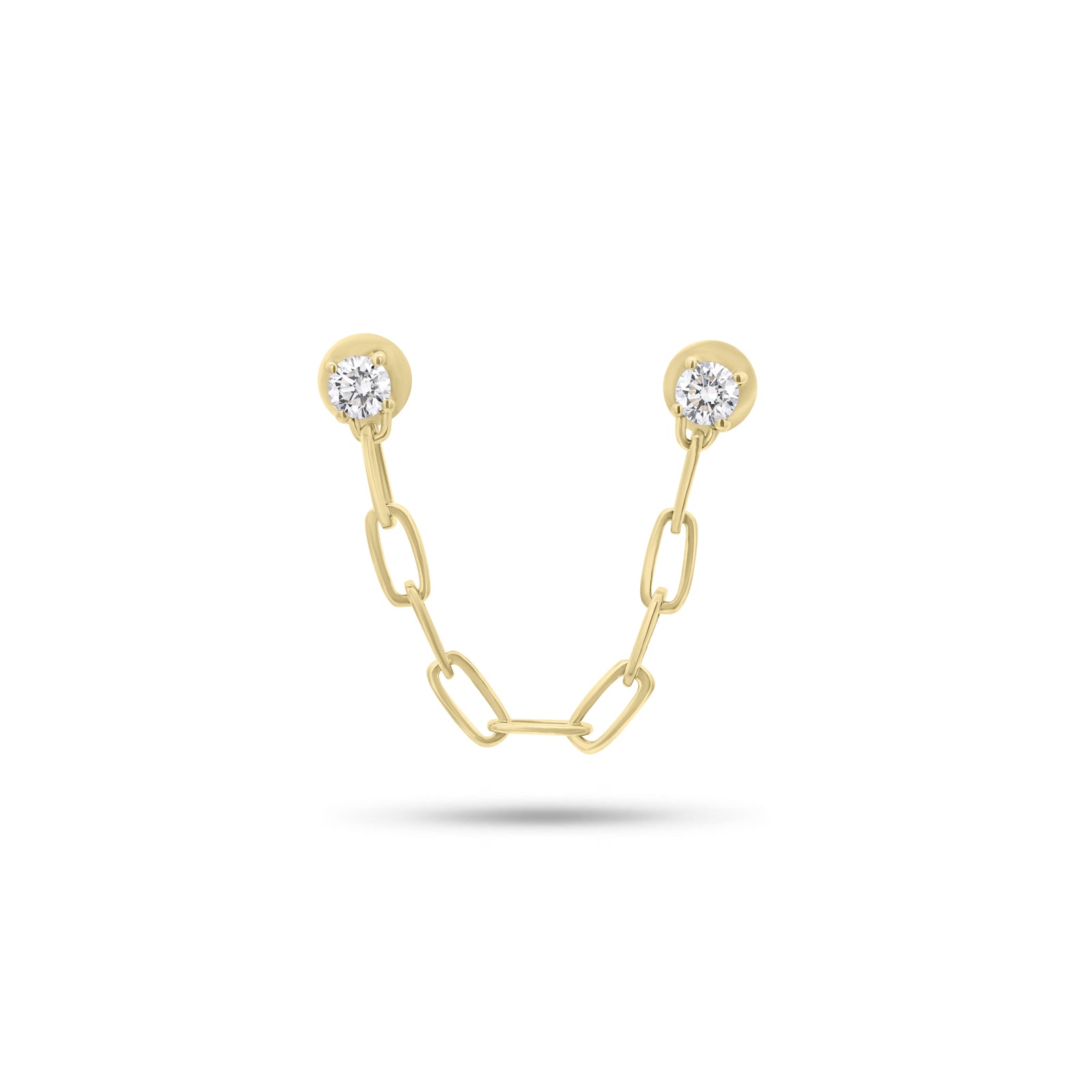 Diamond Double Stud Paperclip Chain Earring
- 14K gold weighing 1.23 grams
- 2 round diamonds weighing 0.22 carats