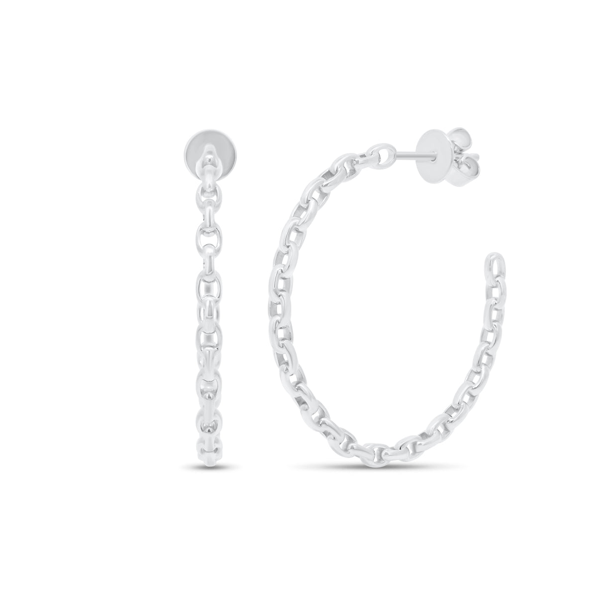 Gold chain hoop earrings - 14K gold weighing 3.28 grams