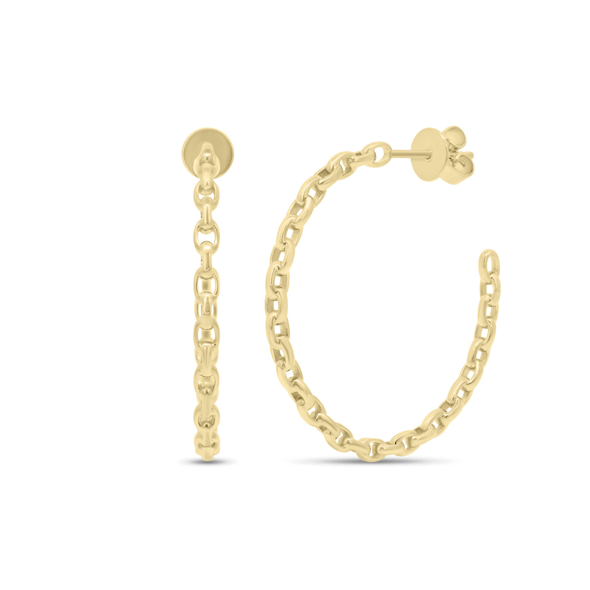 Gold chain hoop earrings - 14K gold weighing 3.28 grams