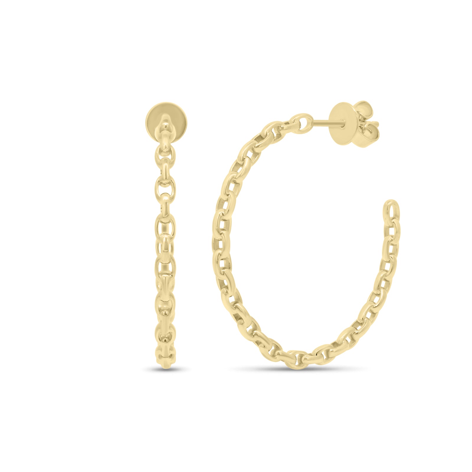 Gold chain hoop earrings - 14K gold weighing 3.28 grams