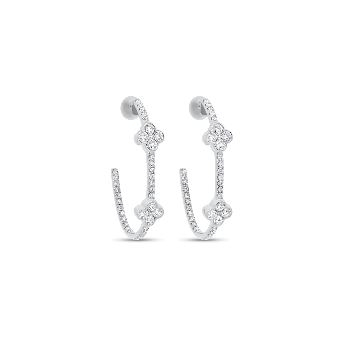 Diamond Clover Hoop Earrings
