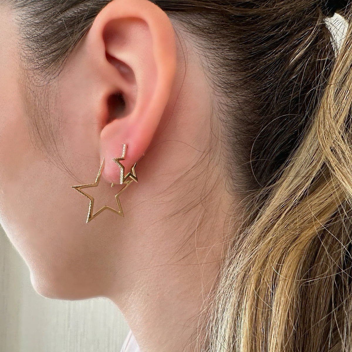 Diamond Star Hoop Earrings