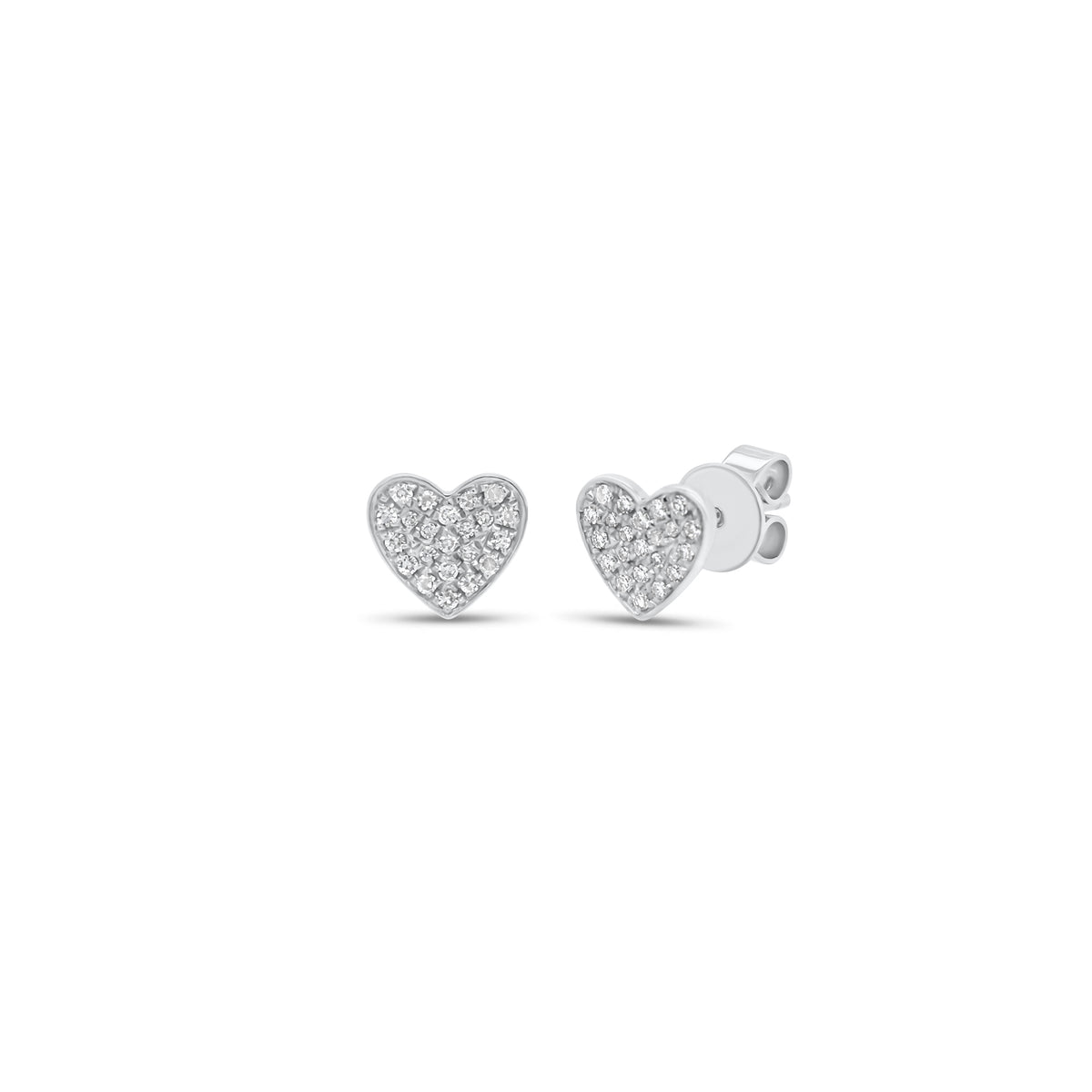 Pave Diamond Chubby Heart Stud Earrings - 14K gold weighing 1.13 grams - 44 round diamonds weighing 0.12 carats