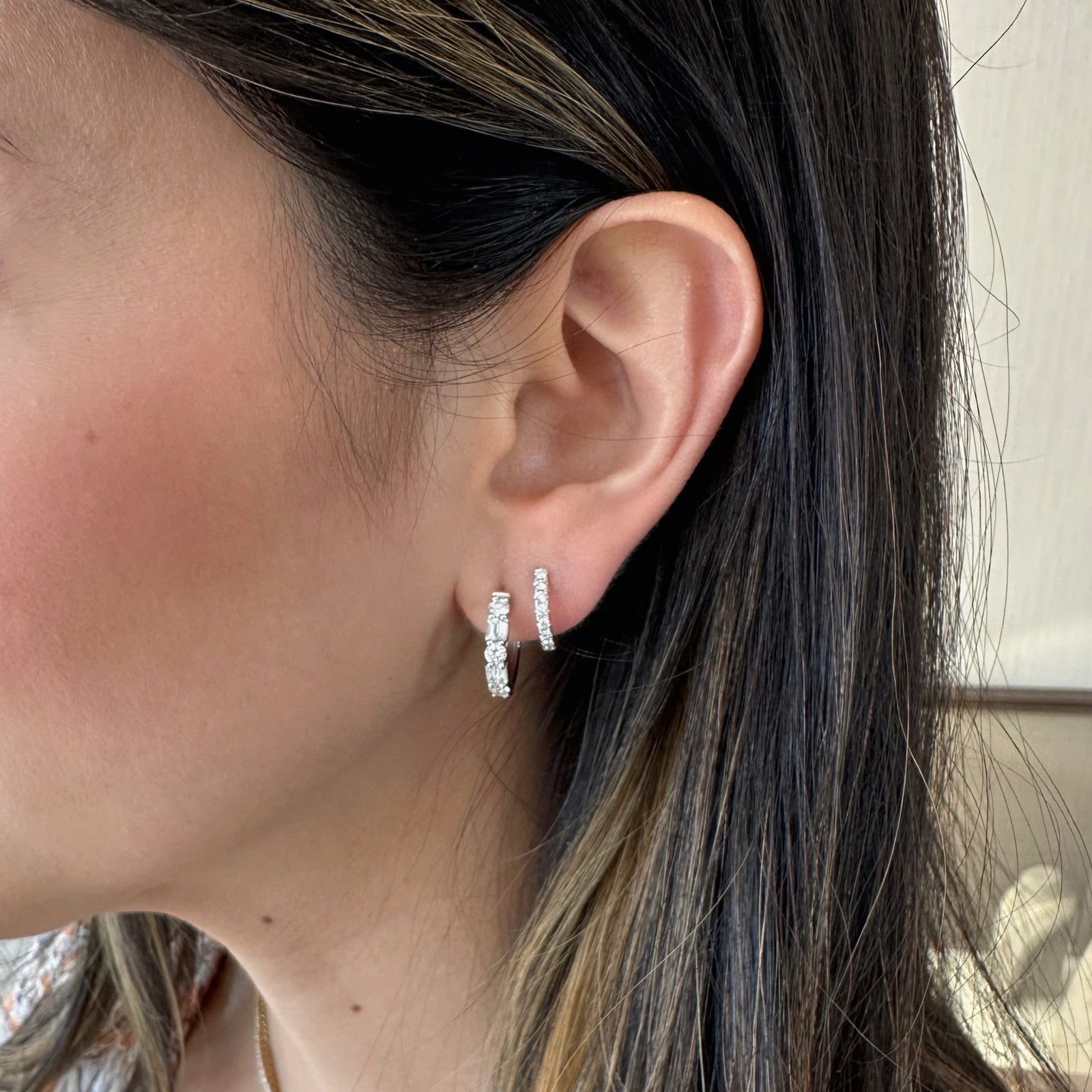 0.29 ct Diamond Huggie Earrings - 14K gold weighing 1.81 grams  - 16 round diamonds weighing 0.29 carats