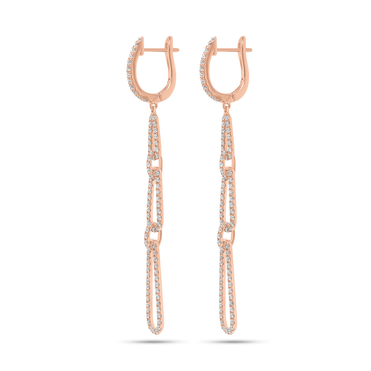 Diamond Triple Teardrop Dangle Earrings - 18K gold weighing 6.20 grams - 186 round diamonds weighing 1.45 carats