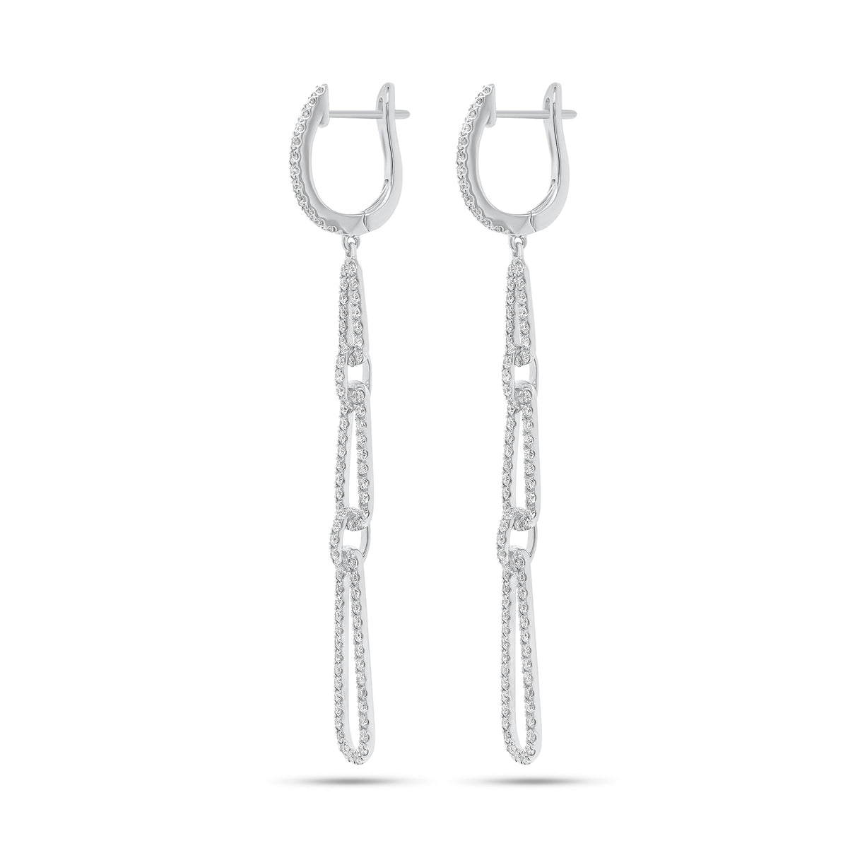 Diamond Triple Teardrop Dangle Earrings - 18K gold weighing 6.20 grams - 186 round diamonds weighing 1.45 carats