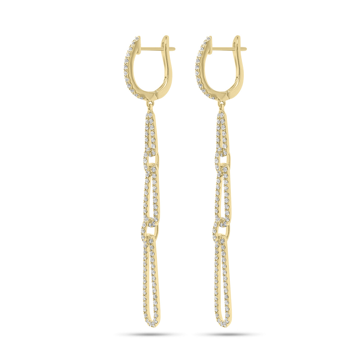 Diamond Triple Teardrop Dangle Earrings - 18K gold weighing 6.20 grams - 186 round diamonds weighing 1.45 carats