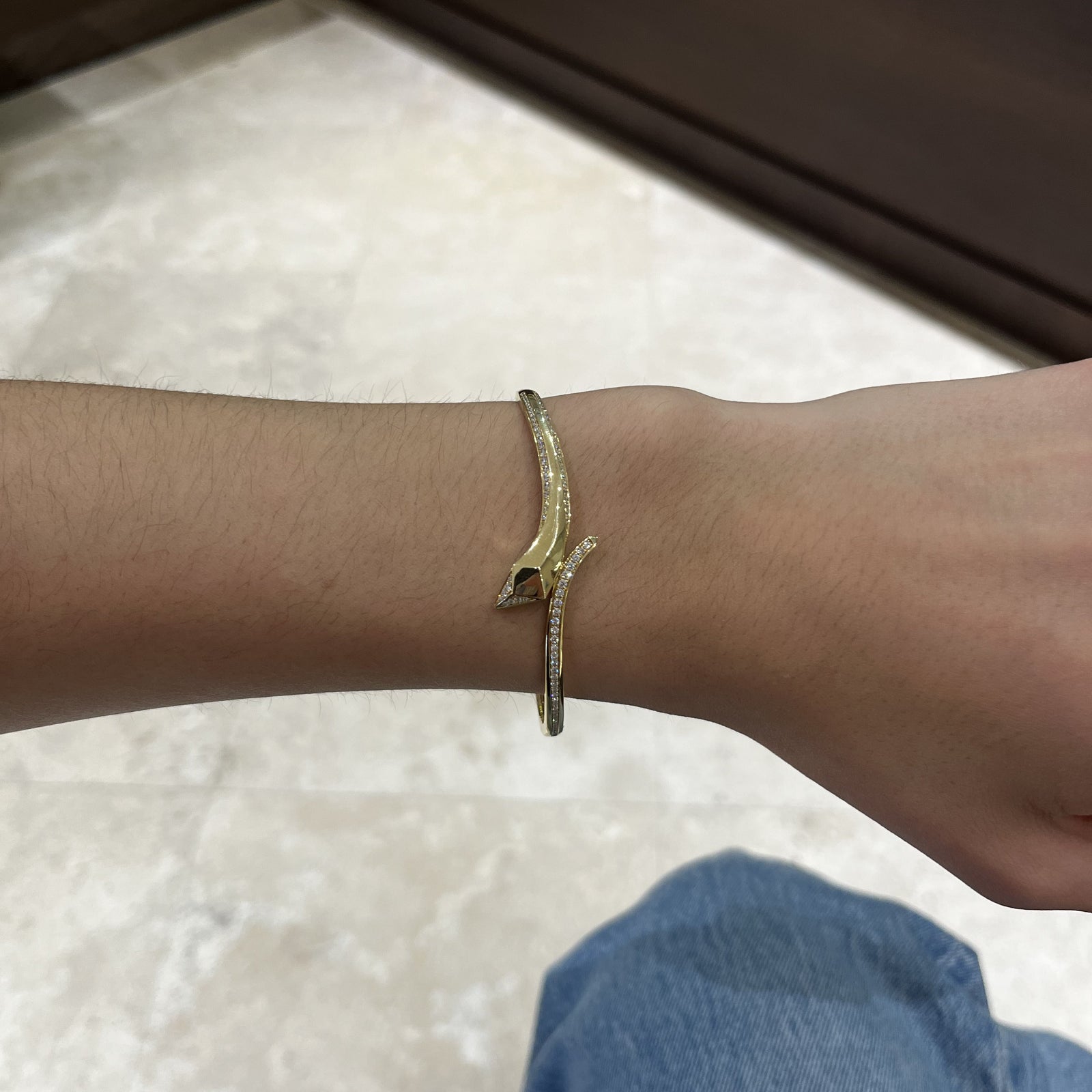Diamond Geometric Snake Bangle Bracelet