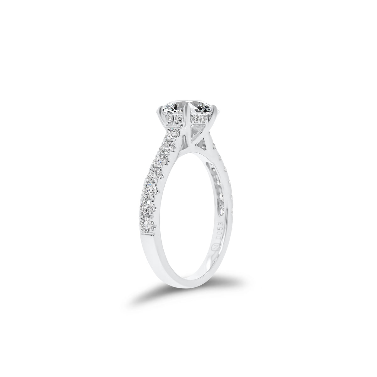 Round Diamond Engagement Ring With Diamond Basket - 18K gold weighing 3.23 grams - 26 round diamonds weighing 0.53 carats (GIA graded F-G color, VS2-SI1 clarity)
