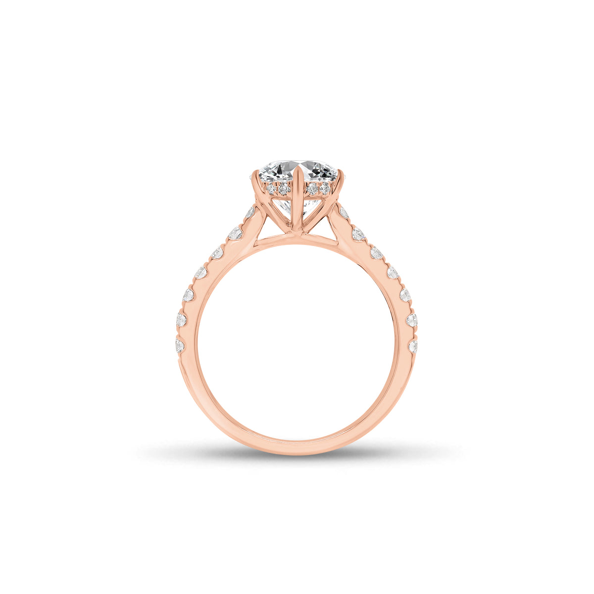 Round Diamond Engagement Ring With Diamond Basket - 18K gold weighing 3.23 grams - 26 round diamonds weighing 0.53 carats (GIA graded F-G color, VS2-SI1 clarity)