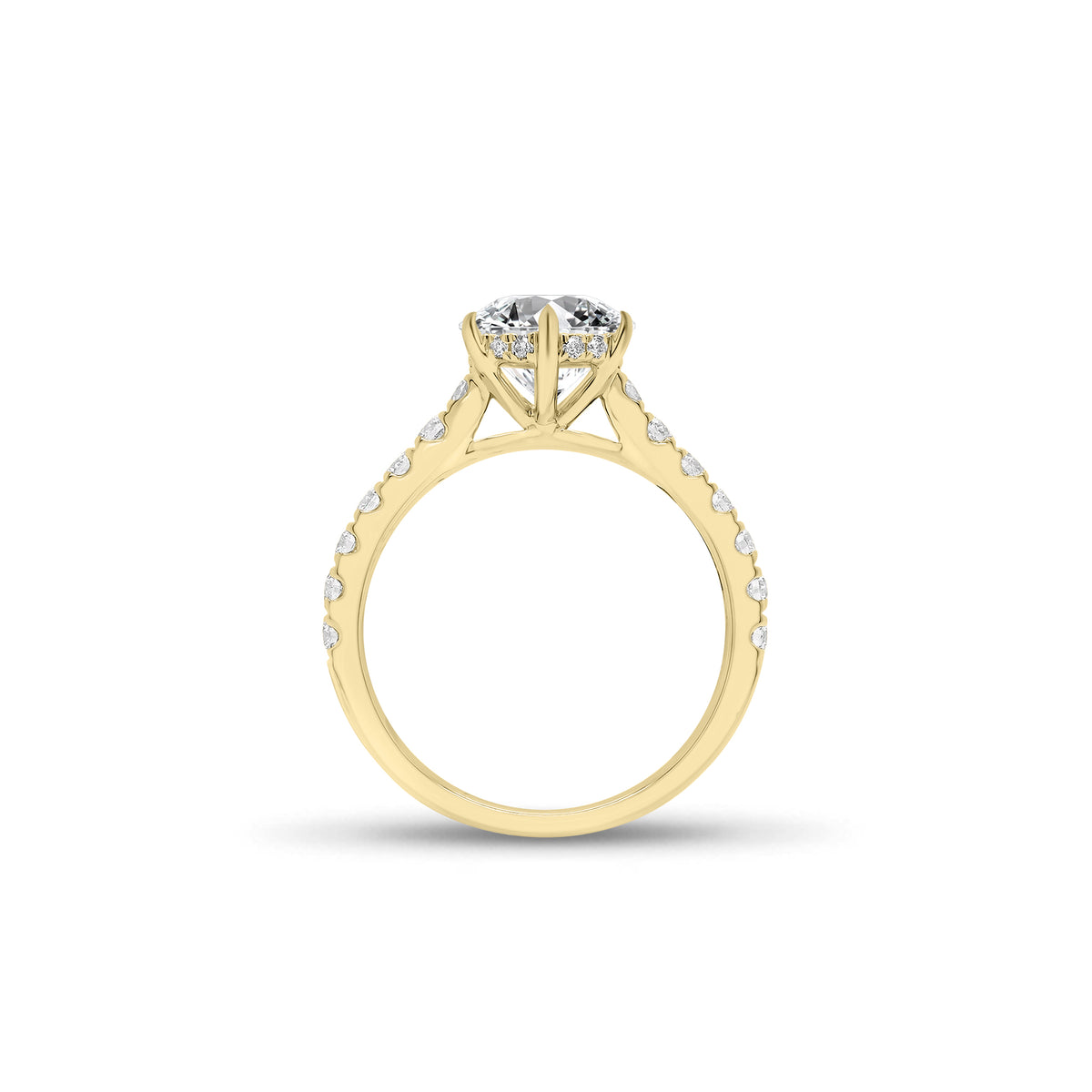 Round Diamond Engagement Ring With Diamond Basket - 18K gold weighing 3.23 grams - 26 round diamonds weighing 0.53 carats (GIA graded F-G color, VS2-SI1 clarity)
