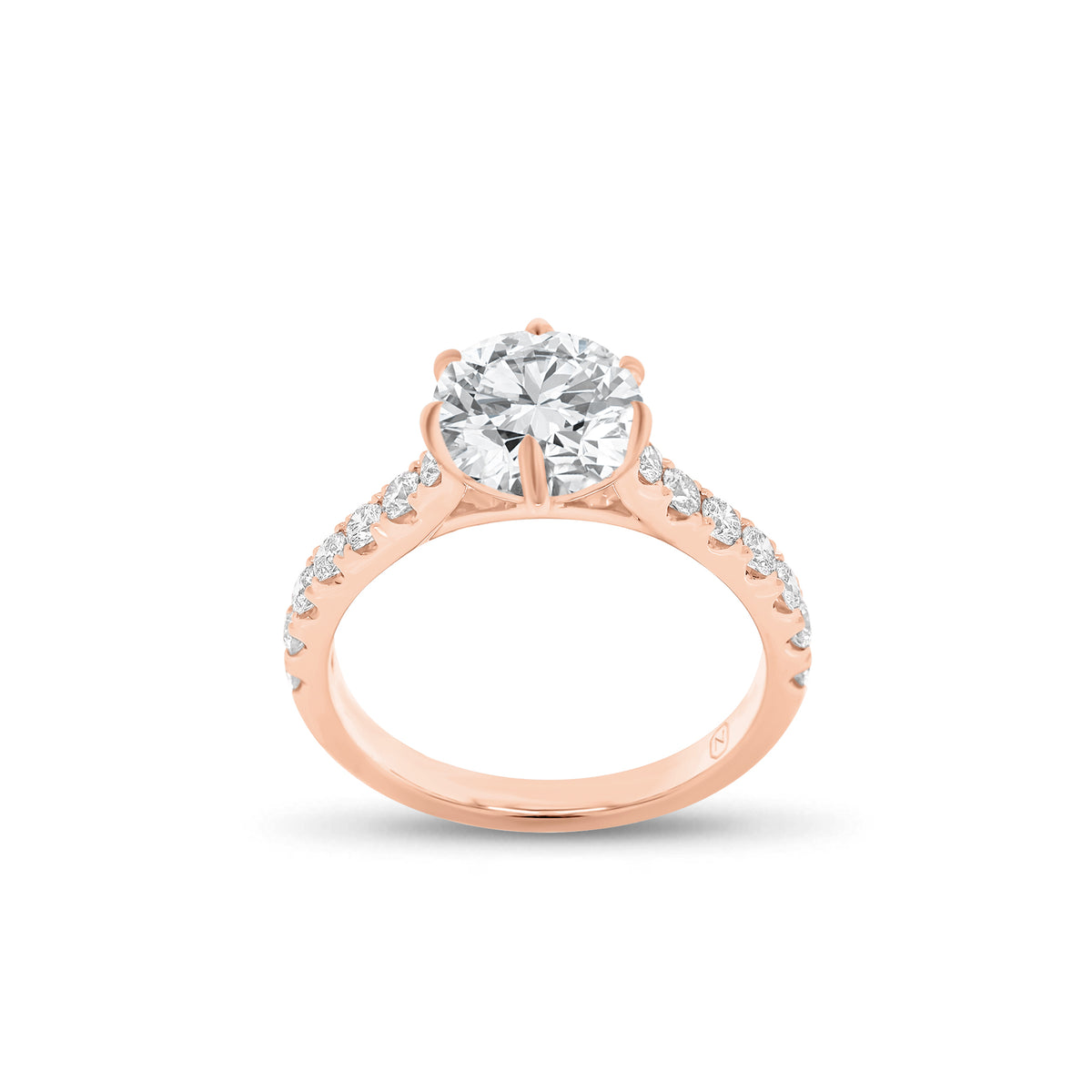 Round Diamond Engagement Ring With Diamond Basket - 18K gold weighing 3.23 grams - 26 round diamonds weighing 0.53 carats (GIA graded F-G color, VS2-SI1 clarity)