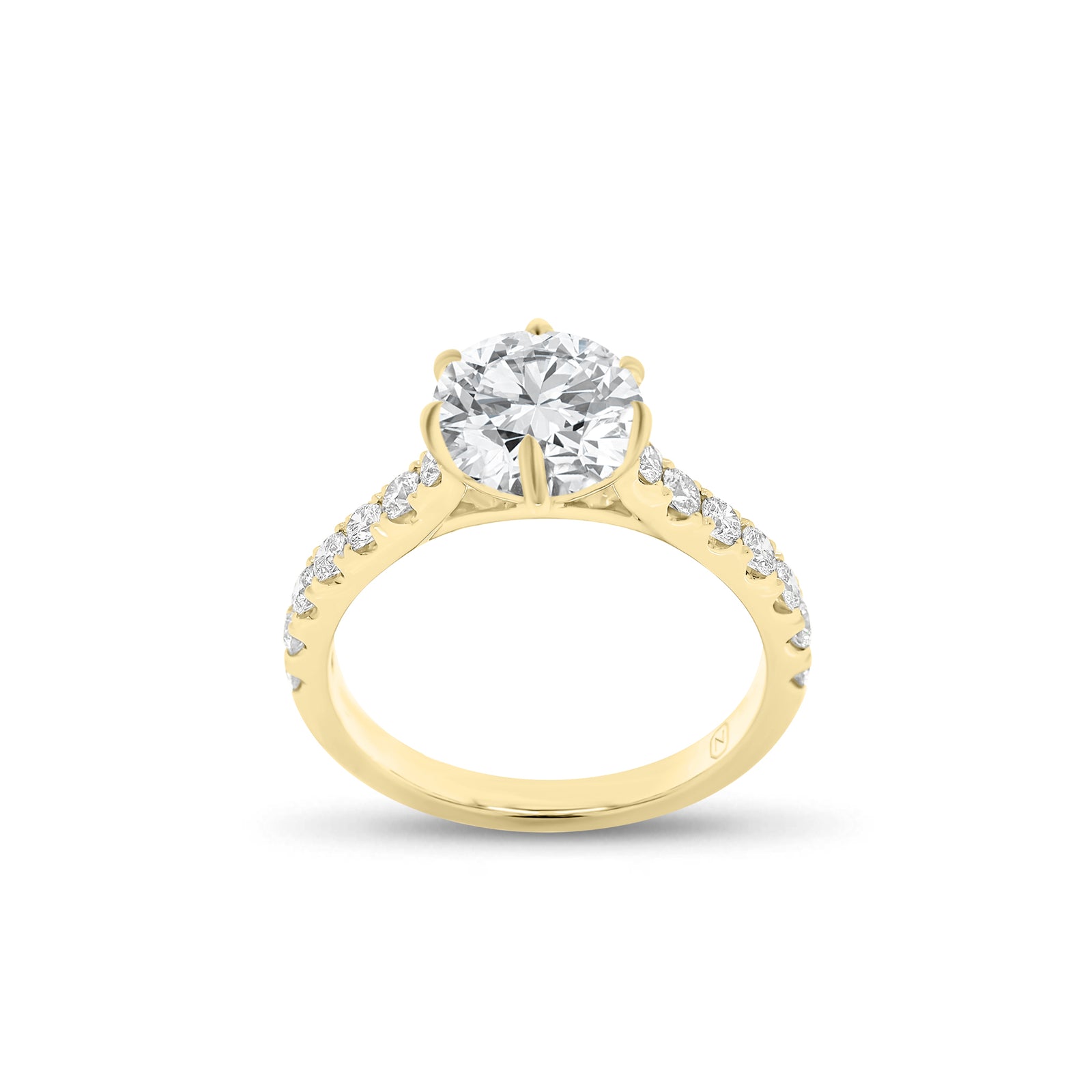 Round Diamond Engagement Ring With Diamond Basket - 18K gold weighing 3.23 grams  - 26 round diamonds weighing 0.53 carats (GIA graded F-G color, VS2-SI1 clarity)
