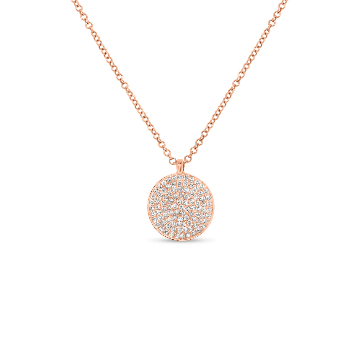 Diamond Disc Pendant - 14K gold weighing 2.22 grams - 94 round diamonds weighing 0.30 carats