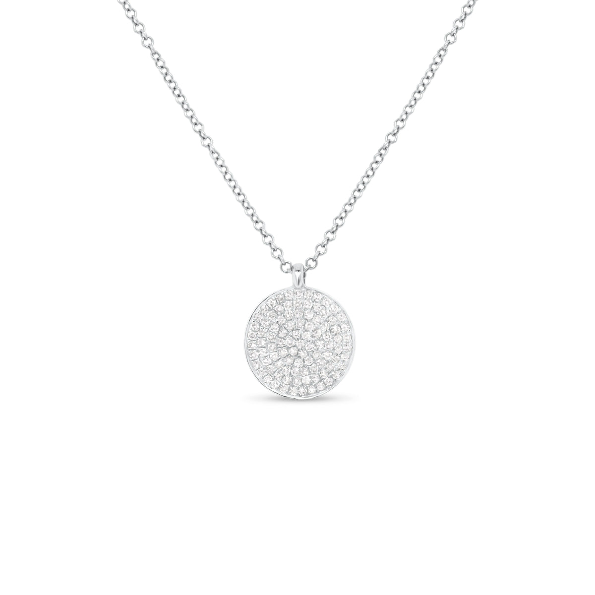 Diamond Disc Pendant - 14K gold weighing 2.22 grams  - 94 round diamonds weighing 0.30 carats