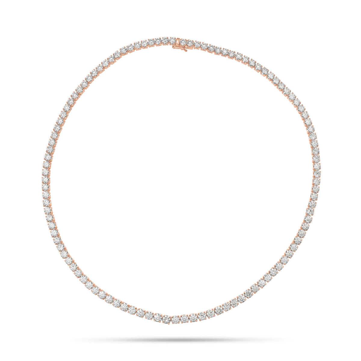20.68 ct Diamond Tennis Necklace - 18K gold weighing 22.46 grams - 110 round diamonds weighing 20.68 carats