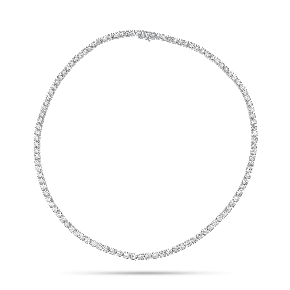20.68 ct Diamond Tennis Necklace  - 18K gold weighing 22.46 grams  - 110 round diamonds weighing 20.68 carats