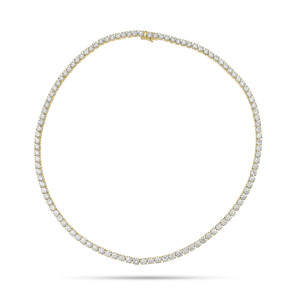 20.68 ct Diamond Tennis Necklace - 18K gold weighing 22.46 grams - 110 round diamonds weighing 20.68 carats
