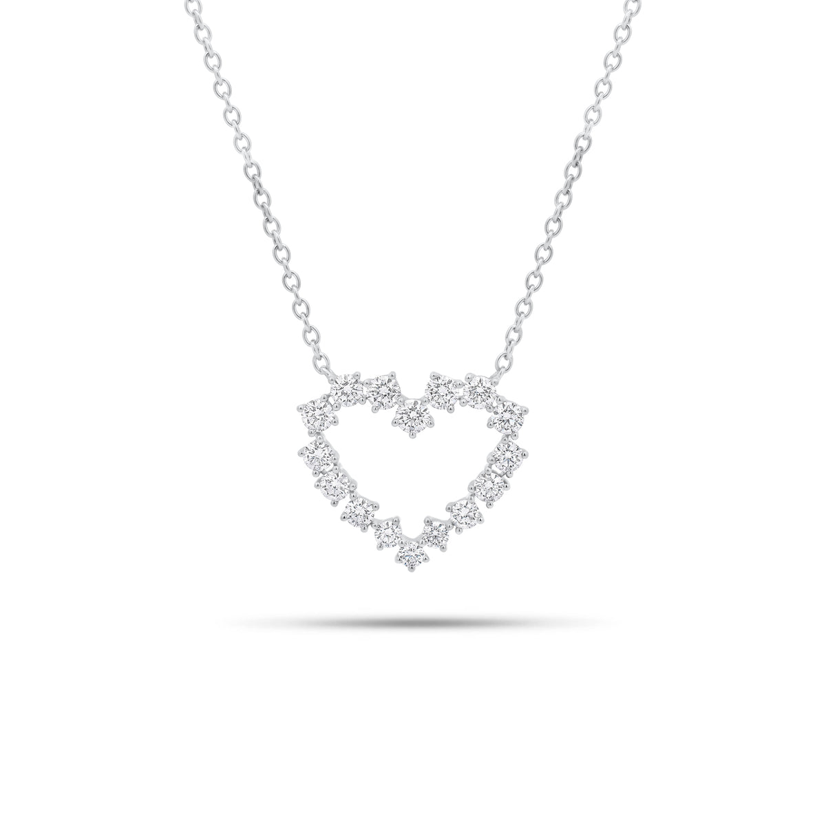 0.54 ct Diamond Open Heart Pendant Necklace