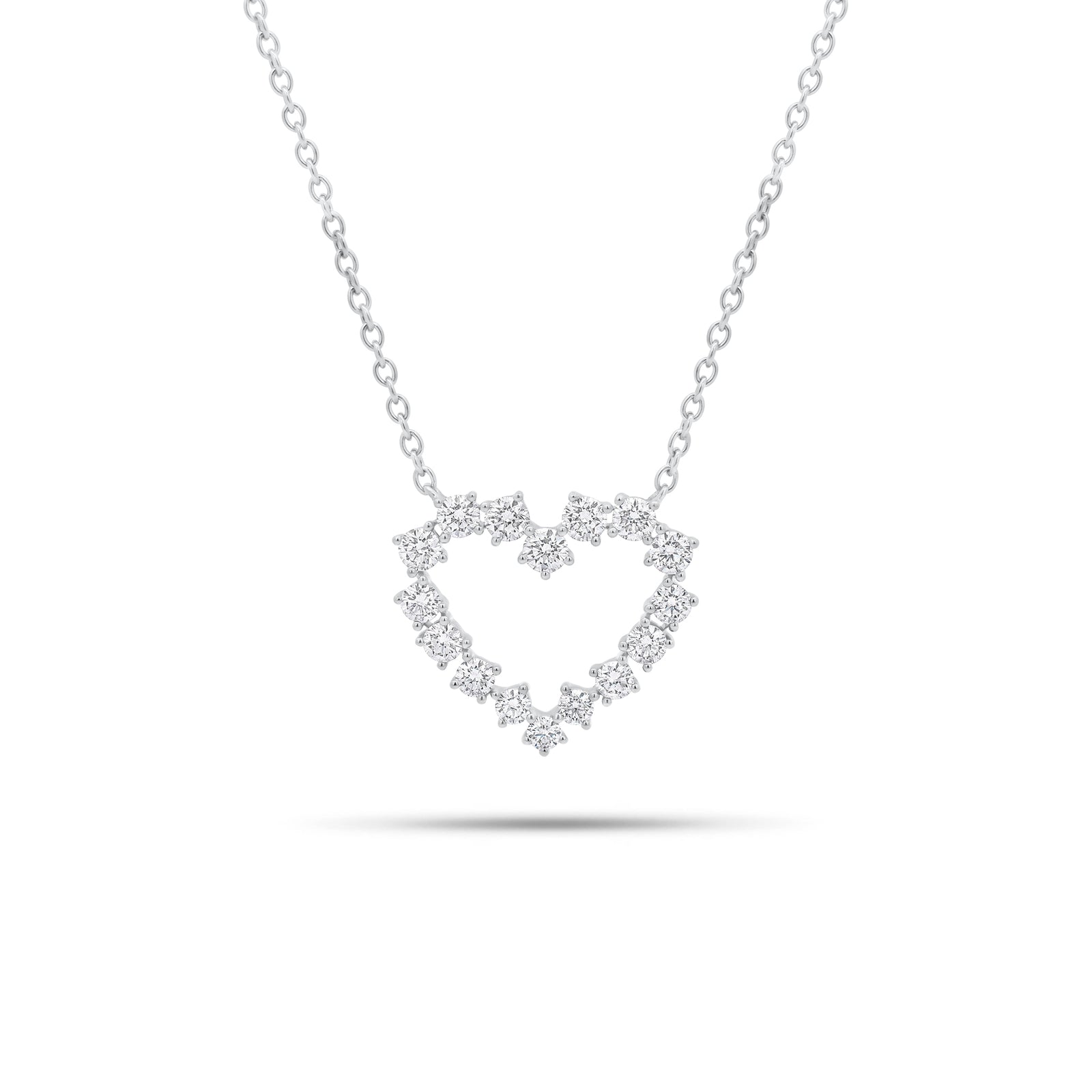0.54 ct Diamond Open Heart Pendant Necklace