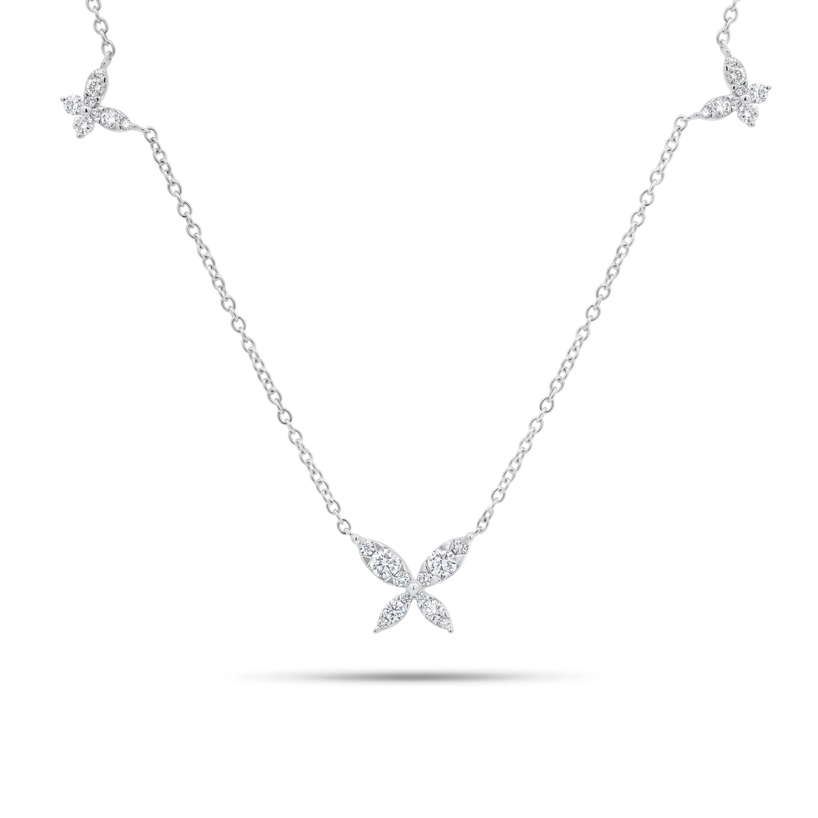 Diamond Butterfly Trio Necklace