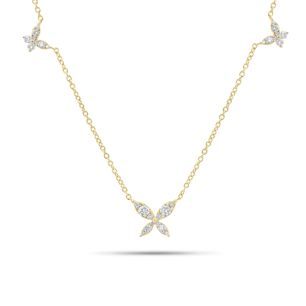 Diamond Butterfly Trio Necklace
