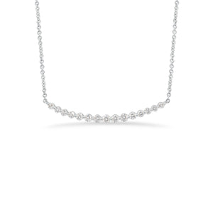 Diamond Single-Prong Bar Necklace -14k white gold weighing 3.44 grams -15 round diamonds totaling 0.50 carats