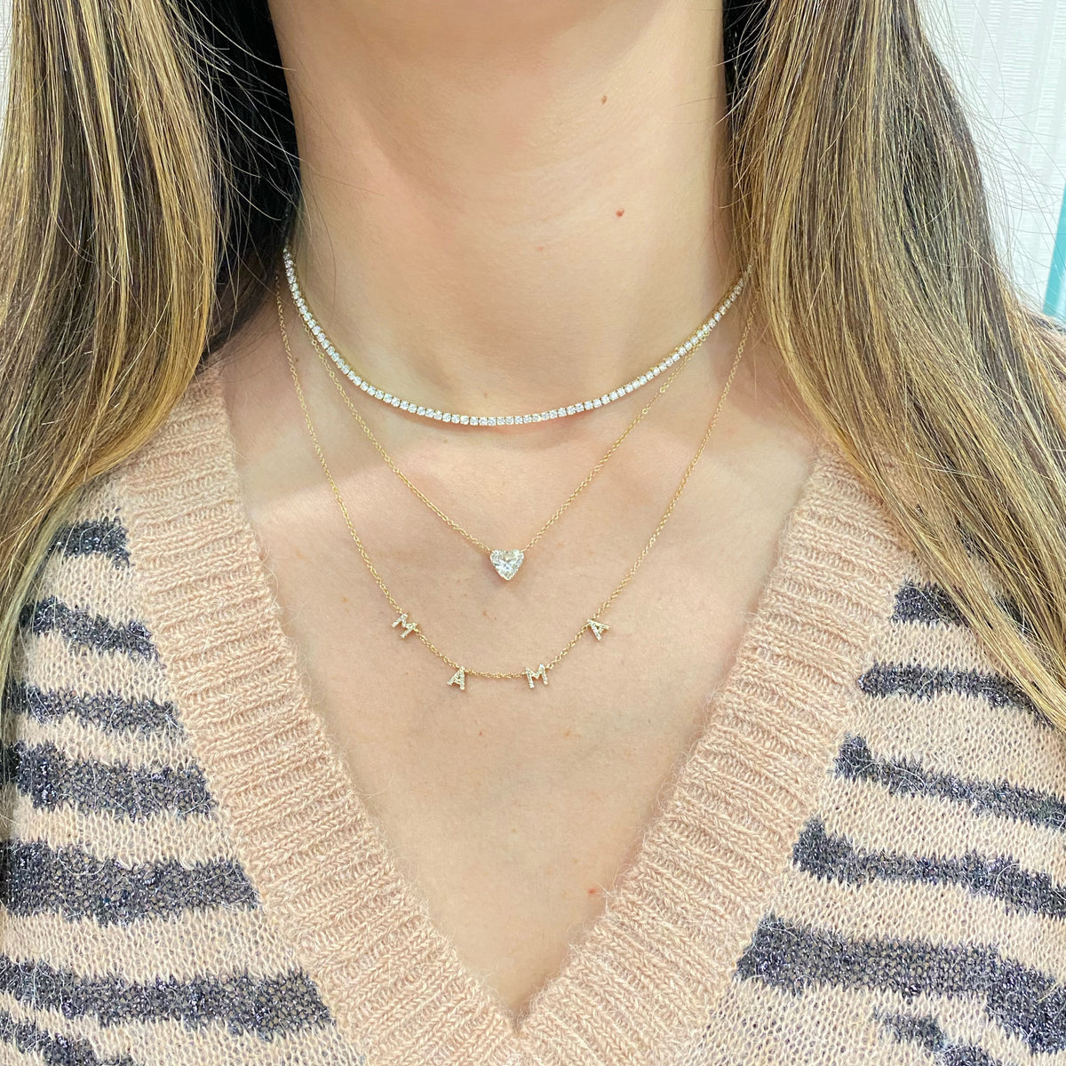 Tiny Diamond MAMA Necklace