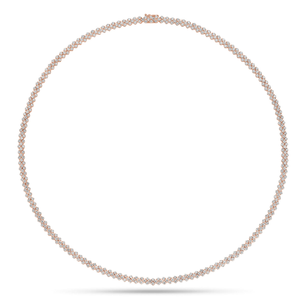 small diamond multi-row tennis necklace - 14K gold weighing 20.52 grams  - 453 round diamonds weighing 5.92 carats