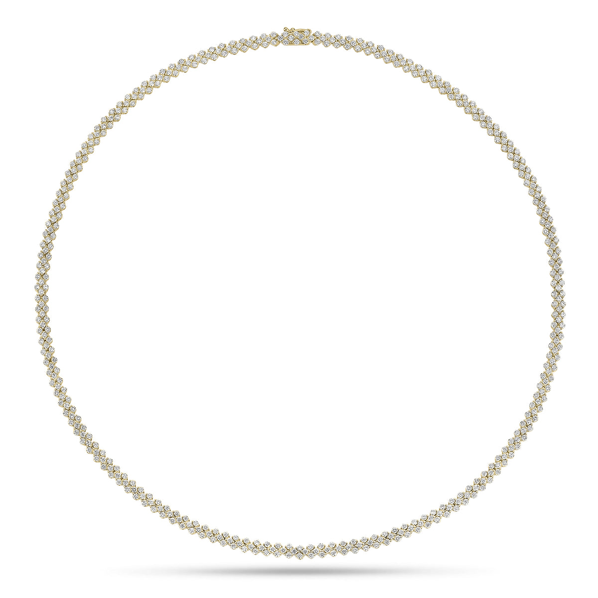 small diamond multi-row tennis necklace - 14K gold weighing 20.52 grams  - 453 round diamonds weighing 5.92 carats