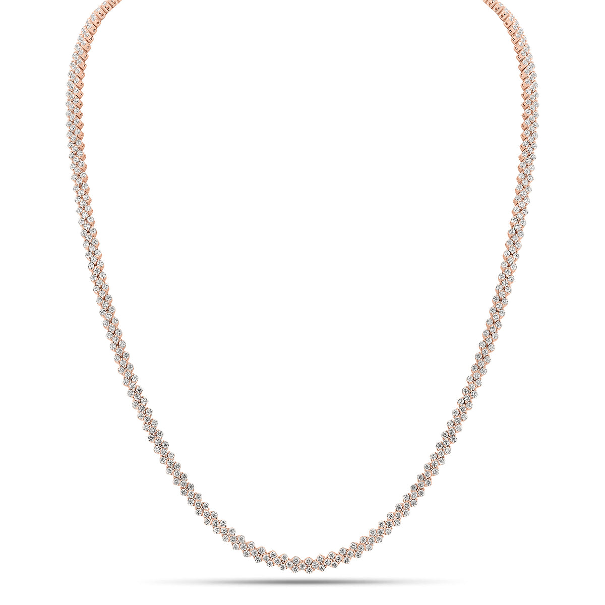 small diamond multi-row tennis necklace - 14K gold weighing 20.52 grams  - 453 round diamonds weighing 5.92 carats