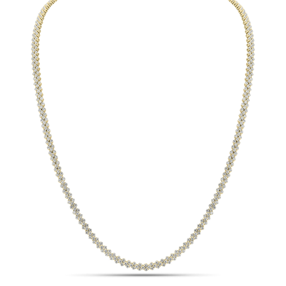 small diamond multi-row tennis necklace - 14K gold weighing 20.52 grams  - 453 round diamonds weighing 5.92 carats