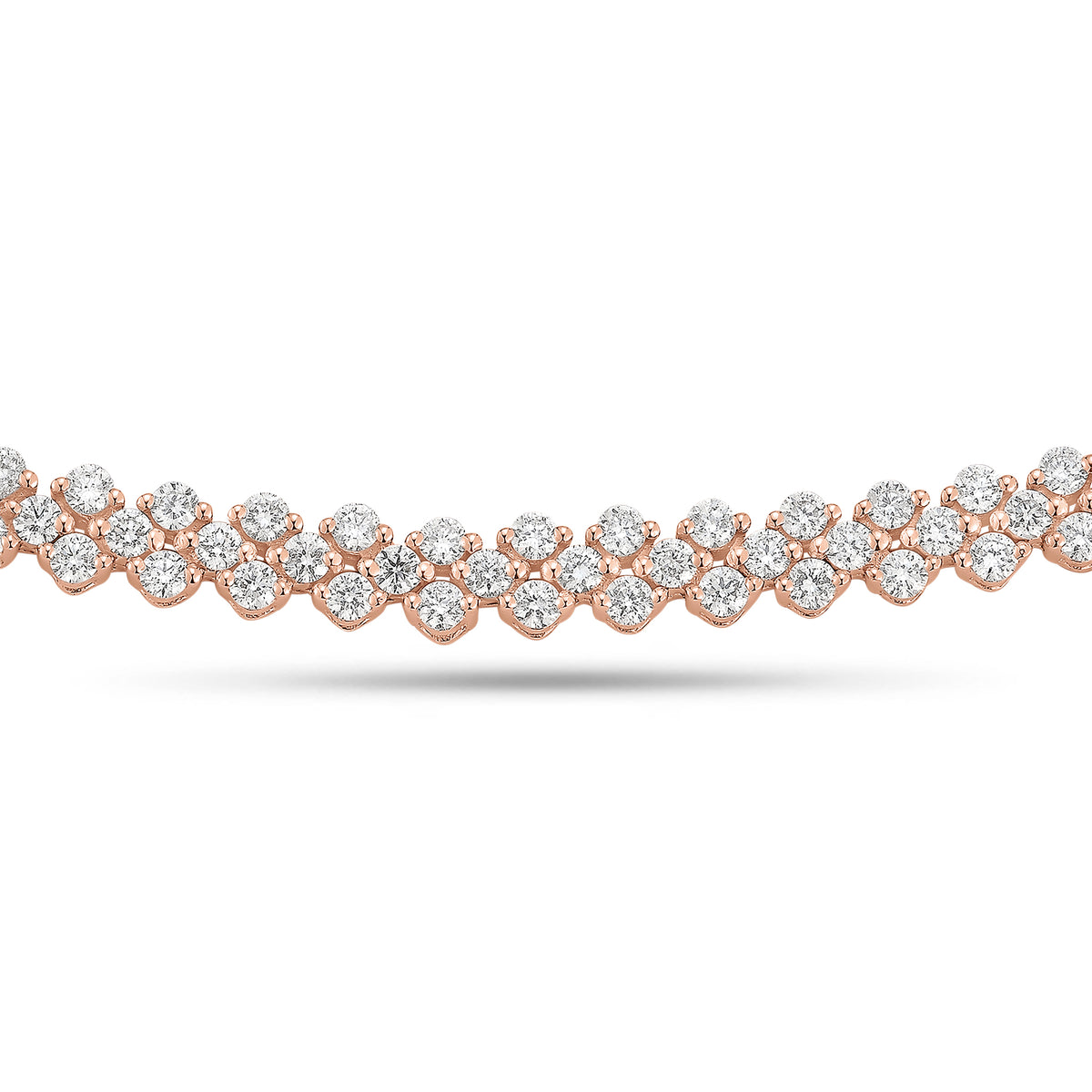 small diamond multi-row tennis necklace - 14K gold weighing 20.52 grams  - 453 round diamonds weighing 5.92 carats
